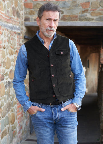 Iconic vest in 500-line velvet